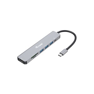 Equip USB-C 7 in 1 Multifunctional Adapter, HDMI 4K /60Hz, USB 3.2 Gen1 x 3 , TF /MICRO SD, 100W USB PD