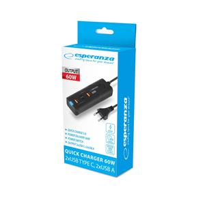 Esperanza EZC109 mains charger 60W Black 3