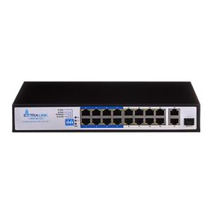 Extralink PoE Switch VIRTUS V3 16x 100Mb/s PoE/PoE+, 2x Gigabit RJ45 + 1x SFP, 150W 8