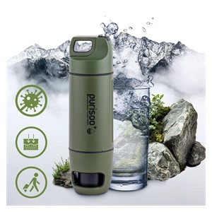 Extralink PURISOO+ BUTELKA Z SYSTEMEM FILTRUJACYM Z POMPKA 400ML FILTR UF + ACF Water filtration bottle 0.4 L Green, Olive