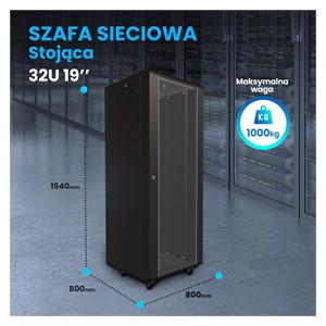 Extralink Rackmount cabinet 32U 800x800 Black standing
