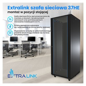 Extralink Rackmount cabinet 37U 600x1000 Black standing