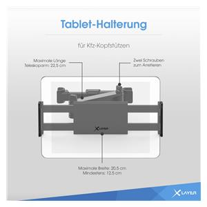 XLayer Tablet Mount for Car Head Rests Black 5