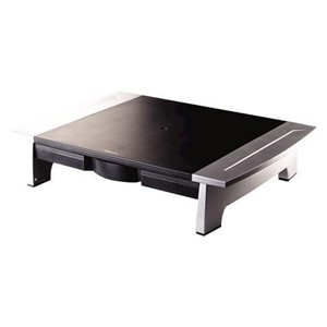 Fellowes Computer Monitor Stand with 5 Height Adjustments - Office Suites Monitor Riser with Storage Tray - Ergonomic Adjustable Monitor Stand for Computers - Max Weight 36KG /Max Size 28 - Graphite