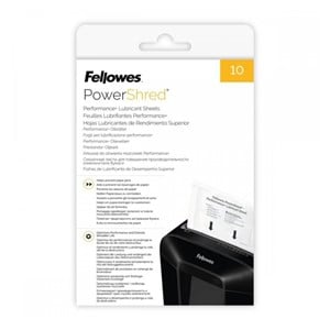 Fellowes lubricating sheets for shredder maintenance, 10 pieces