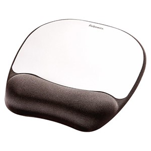 Fellowes Memory Foam Mouse Pad with Wrist Rest, Silver Streak