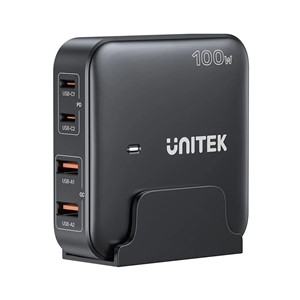 GaN network charger - Unitek P1229ABK01-EU | 100W 2x USB-C 2x USB-A