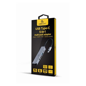 Gembird A-CM-COMBO5-02 laptop dock /port replicator Wired USB 3.2 Gen 1 (3.1 Gen 1) Type-C Silver