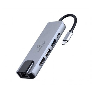 Gembird A-CM-COMBO5-04 USB Type-C 5-in-1 multi-port adapter (Hub + HDMI + PD + LAN)