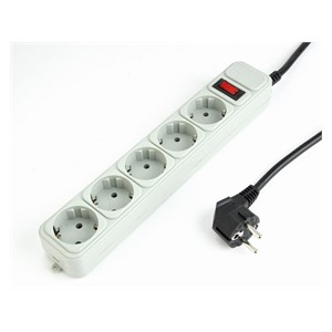 Gembird SPG3-B-10C Surge protector, 5 Schuko sockets, 3m, grey