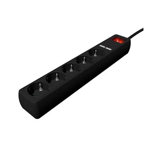 Gembird SPG5-U2-5-02 power extension 1.5 m 5 AC outlet(s) Indoor Black