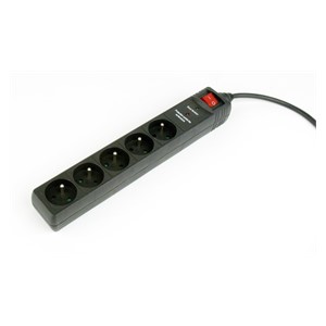 Gembird Surge protector, 5 French sockets, 3 m, black