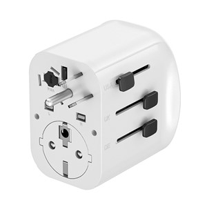 Gembird TPA-EU2A1C15-01-W Grounded universal travel power adapter, 15 W, white