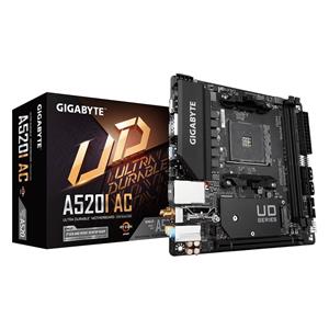 GIGABYTE A520I AC Motherboard - Supports AMD Ryzen 5000 Series AM4 CPUs, 6 Phases Digital VRM, up to 5300MHz DDR4 (OC), 1xPCIe 3.0 M.2, WIFI, GbE LAN, USB 3.2 Gen1