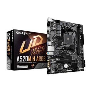 GIGABYTE A520M H ARGB Motherboard - Supports AMD Ryzen 5000 Series CPUs, up to 5100MHz DDR4 (OC), PCIe 3.0 x4 M.2, 1 GbE LAN, USB 3.2 Gen 1