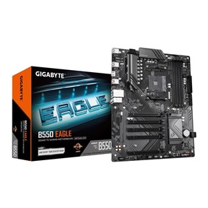 GIGABYTE B550 EAGLE Motherboard - AMD Ryzen 5000 G-Series CPUs, 10+3+1 Phases VRM, up to 3200MHz DDR4, 1xPCIe 4.0 + 1xPCIe 3.0 M.2, 1GbE LAN, USB 3.2 Gen 2