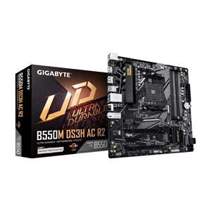 GIGABYTE B550M DS3H AC R2 Motherboard - AMD Ryzen 5000 CPUs, 5+3 Phases VRM, up to 4733MHz DDR4 (O.C.), 1xPCIe 4.0 + 1xPCIe 3.0 M.2, Wi-Fi 5, 1GbE LAN, USB 3.2 Gen 1