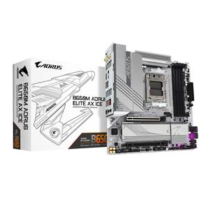 Gigabyte B650M AORUS ELITE AX ICE Motherboard - Supports AMD Ryzen 8000 CPUs, 12+2+2 Phases Digital VRM, up to 8000MHz DDR5 (OC), 1xPCIe 5.0 + 1xPCIe 4.0 M.2, Wi-Fi 6E, 2.5GbE LAN, USB 3.2 Gen 2 2