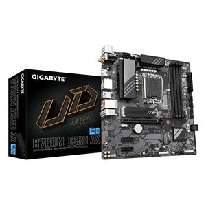 GIGABYTE B760M DS3H AX Motherboard - Supports Intel Core 14th Gen CPUs, 6+2+1 Phases Digital VRM, up to 7600MHz DDR5 (OC), 2xPCIe 4.0 M.2, Wi-Fi 6E, 2.5GbE LAN, USB 3.2 Gen 2 2