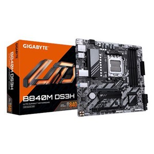 GIGABYTE B840M DS3H Motherboard - AMD Ryzen 9000 CPUs, 8+2+2 Phases VRM, up to 8200MHz DDR5, 2xPCIe 4.0 M.2, 2.5GbE LAN, USB 3.2 Gen 1