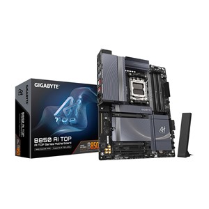 GIGABYTE B850 AI TOP Motherboard - AMD Ryzen 9000 Series CPUs, 16+2+2 Phases Digital VRM, up to 8600MHz DDR5 (OC), 2xPCIe 5.0 + 1xPCIe 4.0 M.2, 10 LAN, WIFI 7, USB 3.2 Gen 2x2