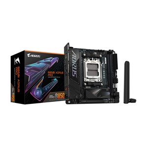 GIGABYTE B850I AORUS PRO Motherboard - AMD Ryzen 9000 Series CPUs, 8+2+1 Phases Digital VRM, up to 8400MHz DDR5 (OC), 1xPCIe 5.0 + 1xPCIe 4.0 M.2, 2.5LAN, WIFI 7, USB 3.2 Gen 2