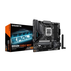 GIGABYTE B850M EAGLE WIFI7 Motherboard - AMD Ryzen 9000 Series CPUs, 8+2+2 Phases Digital VRM, up to 8200MHz DDR5 (O.C.), 1xPCIe 5.0 + 1xPCIe 4.0 M.2, WIFI 7, 2.5 GbE LAN, USB 3.2 Gen 2