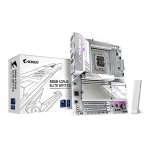 GIGABYTE B860 AORUS ELITE WIFI7 ICE Motherboard - Intel Core Ultra Series CPUs, 14+1+2+1 Phases VRM, up to 9200MHz DDR5, 1xPCIe 5.0 + 2xPCIe 4.0 M.2, 2.5GbE LAN, WIFI 7, USB 4