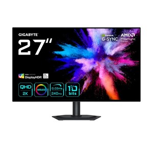 GIGABYTE GO27Q24G 27” OLED 2K QHD Gaming Monitor - 2560 x 1440, 240Hz, 0.03ms, 275 cd /m², FreeSync Premium, G-Sync Compatible, HDMI 2.1, Displayport 1.4