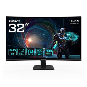 GIGABYTE GS32QCA 31.5 QHD Curved Gaming Monitor - 2560 x 1440, 180Hz, 1ms, 250 cd /m², FreeSync, HDR Ready, HDMI 2.0, Displayport 1.4