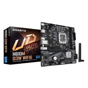 GIGABYTE H610M D3W WIFI6 Motherboard - Supports 14th Gen. Intel Core CPUs, 5+1+1 phases VRM, up to 5600MHz DDR4, 1xPCIe 3.0 M.2, Wi-Fi 6, 1GbE LAN, USB 3.2 Gen 1