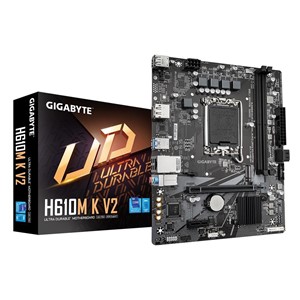GIGABYTE H610M K V2 Motherboard - Intel Core 14th CPUs, up to 5600MHz DDR5, 1xPCIe 3.0 M.2, 1GbE LAN, USB 3.2 Gen 1