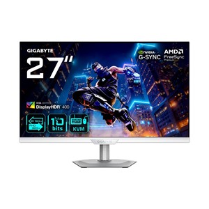 GIGABYTE M27UP ICE 27” 4K UHD Gaming Monitor - Dual Mode (4K 160Hz or FHD 320Hz), 3840 x 2160, 1ms, 350 cd /m², FreeSync Premium, DisplayHDR400, HDMI 2.1, Displayport 1.4
