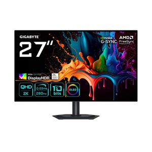GIGABYTE MO27Q28G 27 OLED QHD Gaming Monitor - 2560 x 1440, 280Hz, 0.03ms, 335 cd /m², Display HDR True Black 500, HDMI 2.1, Displayport 1.4