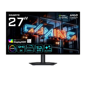 GIGABYTE MO27Q28GR 27” Glossy WOLED QHD Gaming Monitor - 2560 x 1440, 280Hz, 0.03ms, 335 cd /m², Display HDR True Black 500, HDMI 2.1, Displayport 1.4