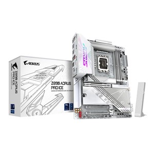 GIGABYTE Z890 AORUS PRO ICE Motherboard - Supports Intel Core Ultra (Series 2) CPUs, 16+1+2 phases VRM, up to 9500MHz DDR5 (OC), 1xPCIe 5.0 + 4xPCIe 4.0, Wi-Fi 7, 5GbE LAN, Thunderbolt 4