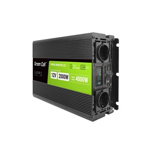 Green Cell PowerInverter LCD 12V to 230V 2000W /40000W car inverter with LCD display - pure sine wave
