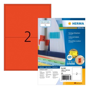 HERMA 4567 self-adhesive label Rectangle Red 200 pc(s)