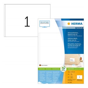 HERMA Address labels Premium sheetsize A5 148.5x205 mm white paper matt 400 pcs.
