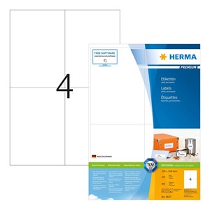 HERMA Labels Premium A4 105x148 mm white paper matt 800 pcs.