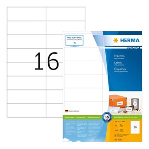 HERMA Labels Premium A4 105x37 mm white paper matt 3200 pcs.