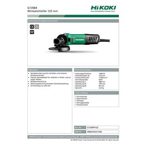 Hikoki G13SB4YGZ angle grinder 3.1 kg 3