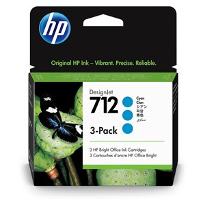 HP 712 3-pack 29-ml Cyan DesignJet Ink Cartridge