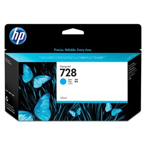 HP 728 130-ml Cyan DesignJet Ink Cartridge