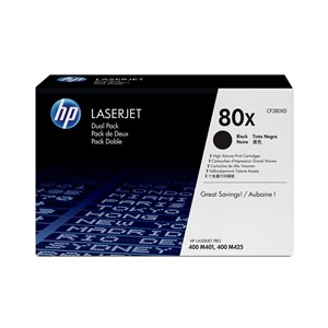 HP 80X 2-pack High Yield Black Original LaserJet Toner Cartridges