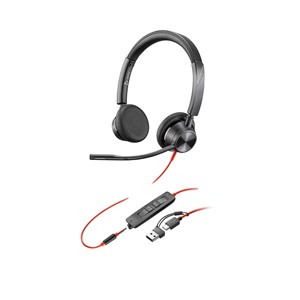 HP Poly Blackwire 3325 Stereo USB-C Headset +3.5mm Plug +USB-C /A Adapter