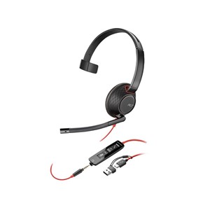 HP Poly Blackwire 5210 Monaural USB-C Headset +3.5mm Plug +USB-C /A Adapter (Bulk)