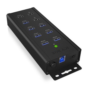 ICY BOX IB-HUB1703-QC3 USB 3.2 Gen 1 (3.1 Gen 1) Type-B 5000 Mbit /s Black