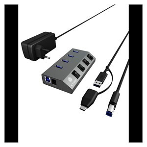 IcyBox IB-HUB1405 4-port USB-A hub with switches