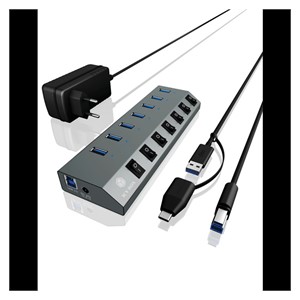 IcyBox IB-HUB1701-C3 7-port USB-A hub with switches